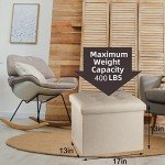 Beige Collapsible Storage Ottoman - Small Footstool
