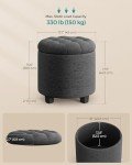 Dark Gray Round Ottoman with Storage and Legs