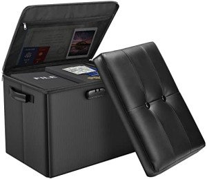Fireproof Storage Ottoman with Lock and Handles