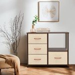 Versatile Beige Dresser Storage Tower with Drawers