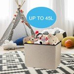 Beige Collapsible Storage Ottoman - Small Footstool