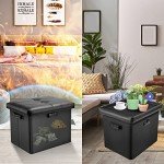 Fireproof Storage Ottoman with Lock and Handles