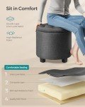 Dark Gray Round Ottoman with Storage and Legs