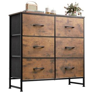 Rustic Brown 6-Drawer Fabric Storage Dresser