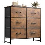 Rustic Brown 6-Drawer Fabric Storage Dresser