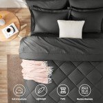 CozyLux 7-Piece Dark Grey Queen Bedding Set