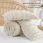 Beige Boho Tufted Comforter Set for Queen