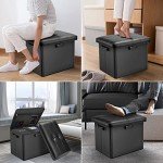 Fireproof Storage Ottoman with Lock and Handles