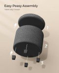 Dark Gray Round Ottoman with Storage and Legs