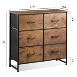 Rustic Brown 6-Drawer Fabric Storage Dresser