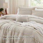 Beige Queen Comforter Set - 4 Piece Pinch Pleat