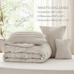 Beige Queen Comforter Set - 4 Piece Pinch Pleat