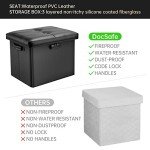 Fireproof Storage Ottoman with Lock and Handles