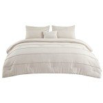 Beige Queen Comforter Set - 4 Piece Pinch Pleat