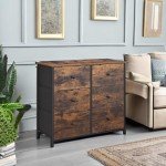 Stylish 6-Drawer Fabric Dresser with Wooden Top