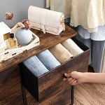 Stylish 6-Drawer Fabric Dresser with Wooden Top