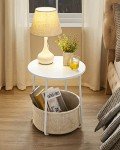 Modern Round End Table with Fabric Basket