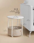 Modern Round End Table with Fabric Basket