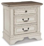 Realyn French Country 3-Drawer Nightstand with Outlets