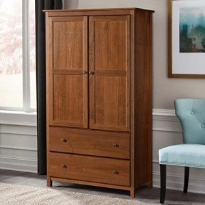 Walnut Finish Shaker 2-Door Wardrobe Storage