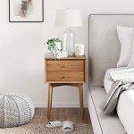 Harper Mid-Century Oak Wood Nightstand with 2 Drawers