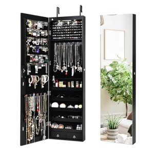 NAFORT 2-LED Jewelry Armoire with Full Length Mirror