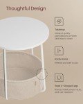 Modern Round End Table with Fabric Basket