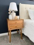 Harper Mid-Century Oak Wood Nightstand with 2 Drawers