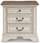 Realyn French Country 3-Drawer Nightstand with Outlets
