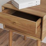 Harper Mid-Century Oak Wood Nightstand with 2 Drawers