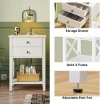 Rolanstar White Nightstand with Charging Station and Drawers