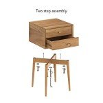 Harper Mid-Century Oak Wood Nightstand with 2 Drawers