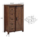 5-Drawer Farmhouse Dresser with Sliding Barn Door