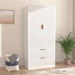 70" Modern Wooden Wardrobe Closet with Drawers