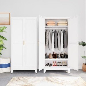 71" Metal Armoire Closet with Adjustable Shelves