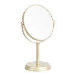 Round Vanity Mirror with Dual Magnification, Gold