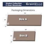 Walnut Finish Shaker 2-Door Wardrobe Storage