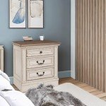 Realyn French Country 3-Drawer Nightstand with Outlets