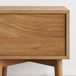 Harper Mid-Century Oak Wood Nightstand with 2 Drawers