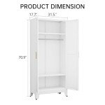 71" Metal Armoire Closet with Adjustable Shelves