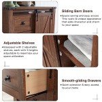 5-Drawer Farmhouse Dresser with Sliding Barn Door