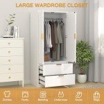 70" Modern Wooden Wardrobe Closet with Drawers