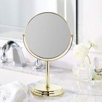 Round Vanity Mirror with Dual Magnification, Gold