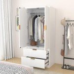 70" Modern Wooden Wardrobe Closet with Drawers