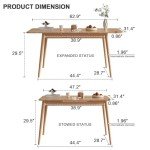 Extendable Solid Wood Dining Table for 4-8 People