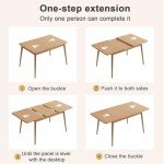 Extendable Solid Wood Dining Table for 4-8 People