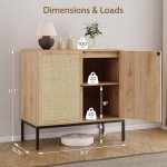Set of 2 Rattan Accent Sideboard Cabinets 63