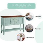 Merax Retro Blue Farmhouse Buffet Sideboard Table