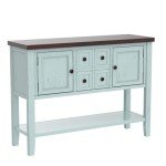 Merax Retro Blue Farmhouse Buffet Sideboard Table
