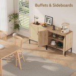 Set of 2 Rattan Accent Sideboard Cabinets 63